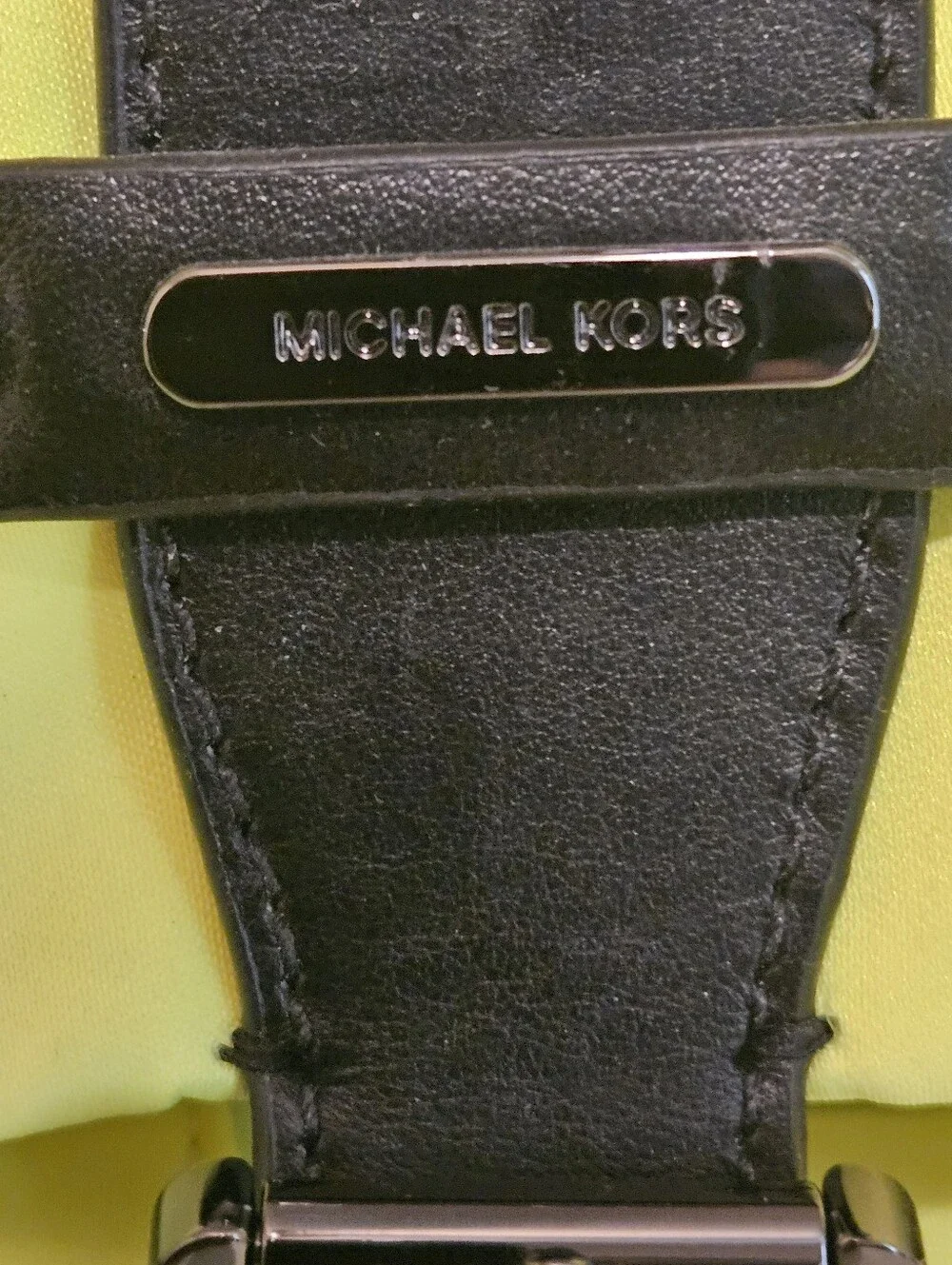 Michael Kors Olivia Neon Yellow Backpack with Black Stud Accents